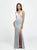 Madison James - 19-208 V-neck Glitter Knit Trumpet Dress In Silver