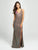 Madison James - 19-208 V-neck Glitter Knit Trumpet Dress In Gold