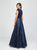 Madison James - 19-250M Satin Jewel Glitter Tulle A-line Dress In Blue
