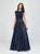 Madison James - 19-250M Satin Jewel Glitter Tulle A-line Dress In Blue