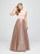 Madison James - 19-250M Satin Jewel Glitter Tulle A-line Dress In Pink