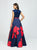 Madison James - 19-252M Embroidered High Neck Mikado A-line Dress In Blue and Red