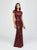 Madison James - 19-253M Sequined Jewel Neck Trumpet Dress In Red