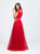 Madison James - 19-255M Satin High Neck Dotted Swiss Tulle Aline Dress In Red