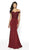 Flair Prom - 19004 Lace Off-Shoulder Crepe Trumpet Dress In Red