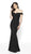 Flair Prom - 19004 Lace Off-Shoulder Crepe Trumpet Dress In Black