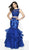 Flair Prom - 19005 Two Piece Lace Tulle Ruffled Mermaid Dress In Blue
