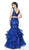 Flair Prom - 19005 Two Piece Lace Tulle Ruffled Mermaid Dress In Blue