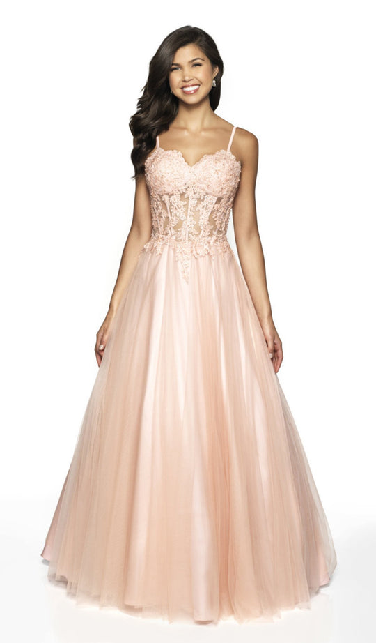 Flair Prom - 19007 Lace Sweetheart Tulle Ballgown In Pink