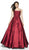 Flair Prom - 19008 Lace Scoop Neck Mikado Ballgown In Red