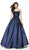 Flair Prom - 19008 Lace Scoop Neck Mikado Ballgown In Blue