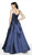 Flair Prom - 19008 Lace Scoop Neck Mikado Ballgown In Blue