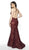 Flair Prom - 19010 Lace Plunging V-neck Mermaid Dress In Red