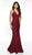 Flair Prom - 19014 Halter V Neck Sparkly Lace Mermaid Dress In Red
