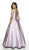 Flair Prom - 19018 Square Neck Sleeveless Mikado A-Line Prom Dress In Purple