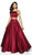 Flair Prom - 19020 Two Piece Halter Satin Ballgown In Red