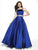 Flair Prom - 19020 Two Piece Halter Satin Ballgown In Blue