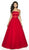 Flair Prom - 19022 Strapless Satin Bodice Bow Accent Tulle A-Line Gown In Red