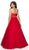 Flair Prom - 19022 Strapless Satin Bodice Bow Accent Tulle A-Line Gown In Red