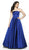 Flair Prom - 19024 Strapless Fitted Bodice Bow Accent  A-Line Gown In Blue