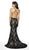 Flair Prom - 19025 Sweetheart Velvet Lace Mermaid Dress In Black and Neutral