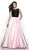Flair Prom - 19027 Sleeveless Lace Illusion Top A-Line Satin Gown In Pink and Black