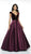 Flair Prom - 19030 Velvet Deep V-neck Satin Ballgown In Red