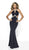 Flair Prom - 19037 Embellished Halter Jersey Knit Mermaid Dress In Blue