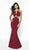 Flair Prom - 19037 Embellished Halter Jersey Knit Mermaid Dress In Red