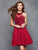 Clarisse - S3528 Lace Halter Neck Chiffon A-line Dress In Red