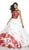 Flair Prom - 19050 Two Piece Embroidered Print Organza Ballgown In White and Red
