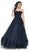 Flair Prom - 19051 Strapless Lace Tiered Tulle Ballgown In Blue