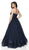 Flair Prom - 19051 Strapless Lace Tiered Tulle Ballgown In Blue