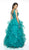 Flair Prom - 19052 Sleeveless Lace Top Draped Ruffles Tulle Gown In Green