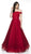 Flair Prom - 19053 Scallop Trimmed Off Shoulder Neck Tulle A-Line Gown In Red