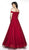 Flair Prom - 19053 Scallop Trimmed Off Shoulder Neck Tulle A-Line Gown In Red