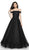 Flair Prom - 19053 Scallop Trimmed Off Shoulder Neck Tulle A-Line Gown In Black