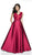 Flair Prom - 19057 Lace V-neck Mikado A-line Dress In Red