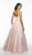 Flair Prom - 19058 Floral Lace Applique Strapless A-Line Tulle Gown In Pink