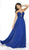 Flair Prom - 19067 Lace Deep Sweetheart Chiffon A-line Dress In Blue