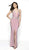 Flair Prom - 19070 Plunging Halter Crystal Ornate Waist Gown In Pink