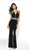 Flair Prom - 19070 Plunging Halter Crystal Ornate Waist Gown In Black