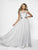 Flair Prom - 19071 Cap Sleeve Illusion Beaded Appliqued Gown In Silver