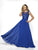 Flair Prom - 19071 Cap Sleeve Illusion Beaded Appliqued Gown In Blue