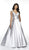 Flair Prom - 19072 Crystal Embellished Mikado A-Line Gown In Silver