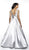 Flair Prom - 19072 Crystal Embellished Mikado A-Line Gown In Silver
