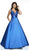 Flair Prom - 19072 Crystal Embellished Mikado A-Line Gown In Blue