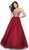 Flair Prom - 19073 Strapless Sweetheart Crystalline Tulle Gown In Red