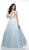 Flair Prom - 19073 Strapless Sweetheart Crystalline Tulle Gown In Blue