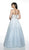 Flair Prom - 19073 Strapless Sweetheart Crystalline Tulle Gown In Blue